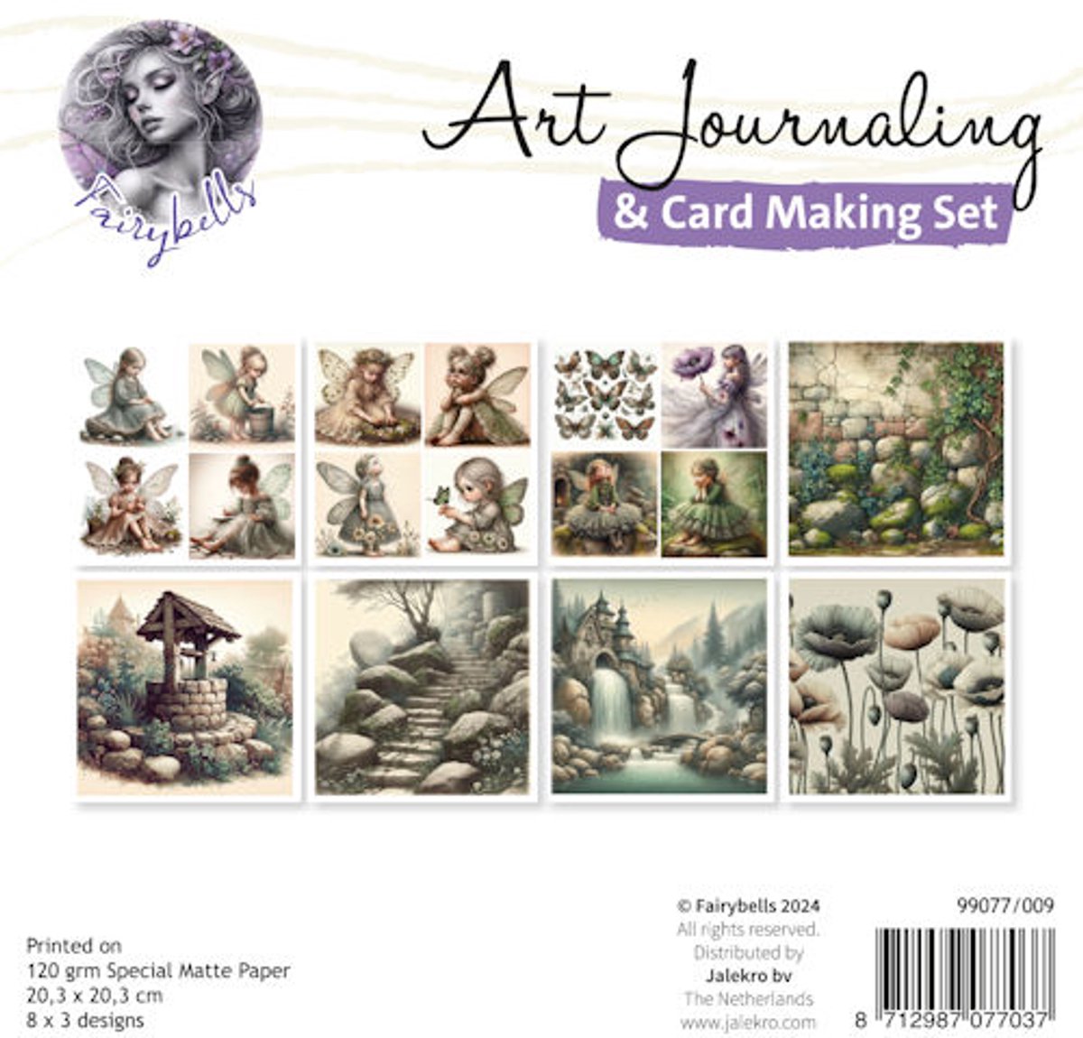 Art Journaling & Card Making Set Fairies 009 - groen-lila-zalm