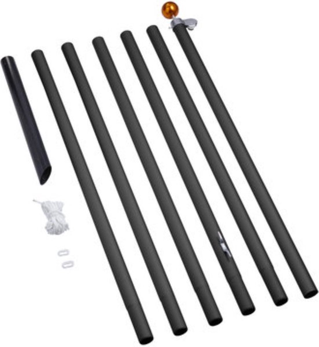 Deelbare vlaggenmast 6 meter zwart Fairybell