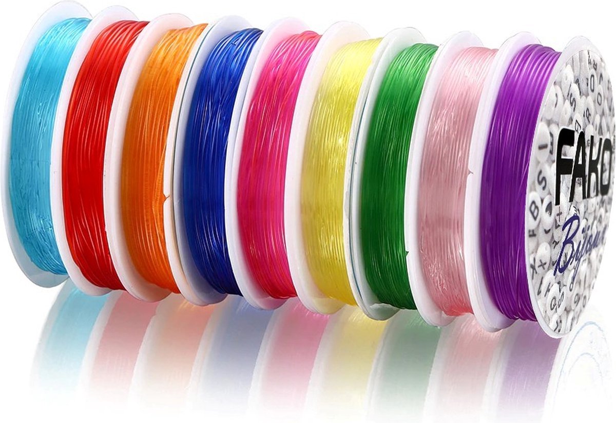   - 10 Rollen Gekleurd Elastisch Nylon Draad - Sieraden Maken - 0.8mm - 10x6 Meter - Mix - 10 Stuks