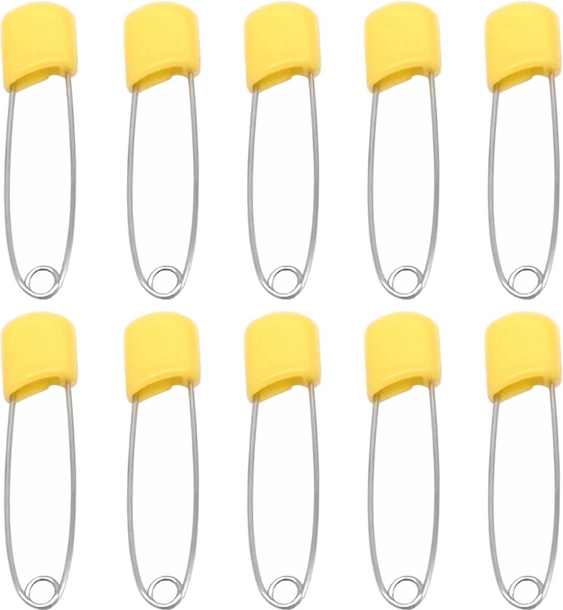  - 10 Veiligheidsspelden Met Beschermkap - Katoenen Luier   - Baby Veiligheidsspeld -   - Baby Safety Pins - 54mm - Geel - 10 Stuks