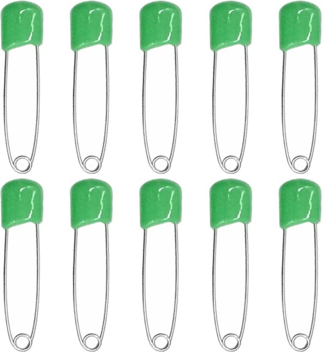   - 10 Veiligheidsspelden Met Beschermkap - Katoenen Luier   - Baby Veiligheidsspeld -   - Baby Safety Pins - 54mm - Groen - 10 Stuks