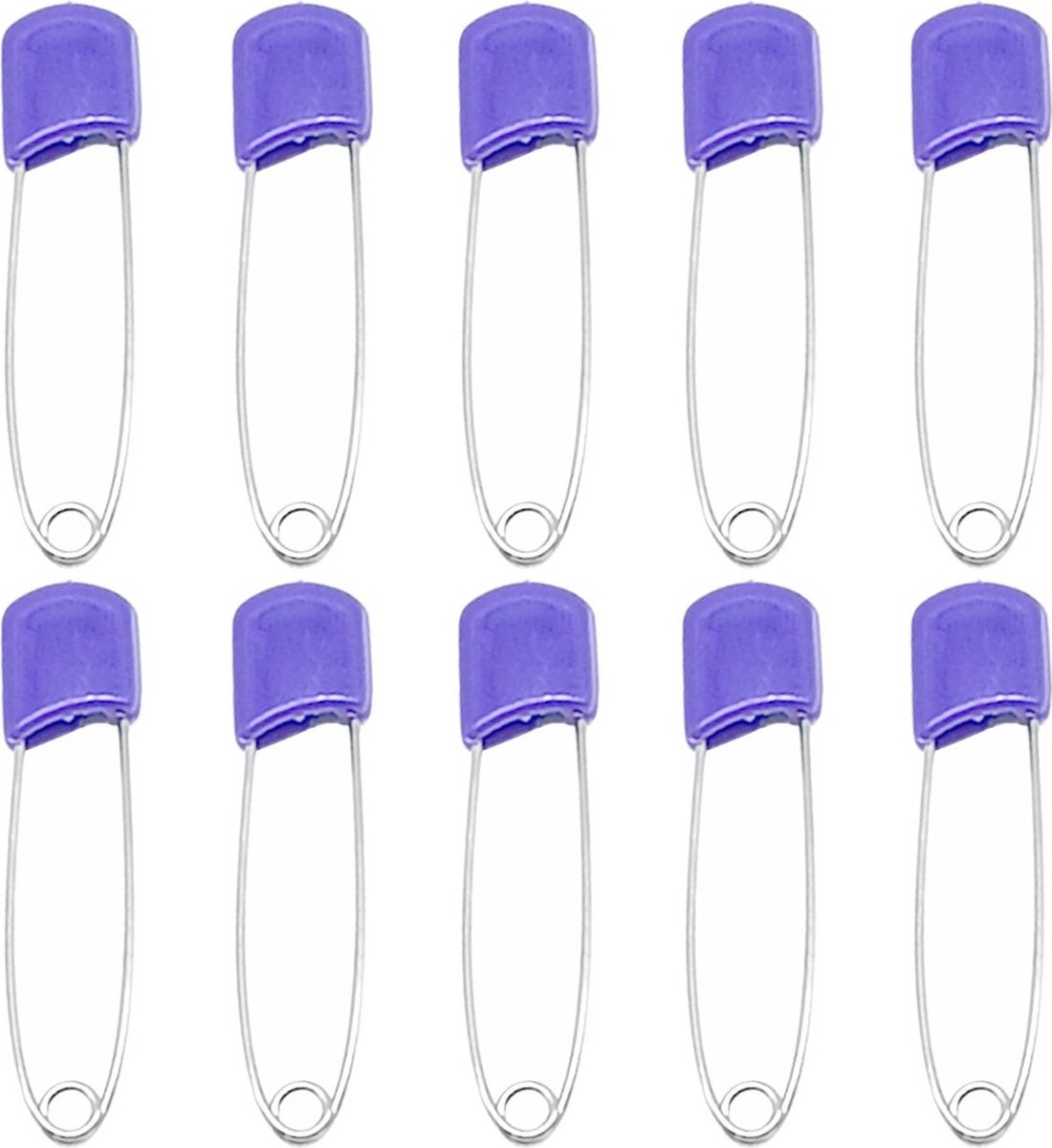   - 10 Veiligheidsspelden Met Beschermkap - Katoenen Luier   - Baby Veiligheidsspeld -   - Baby Safety Pins - 54mm - Paars - 10 Stuks