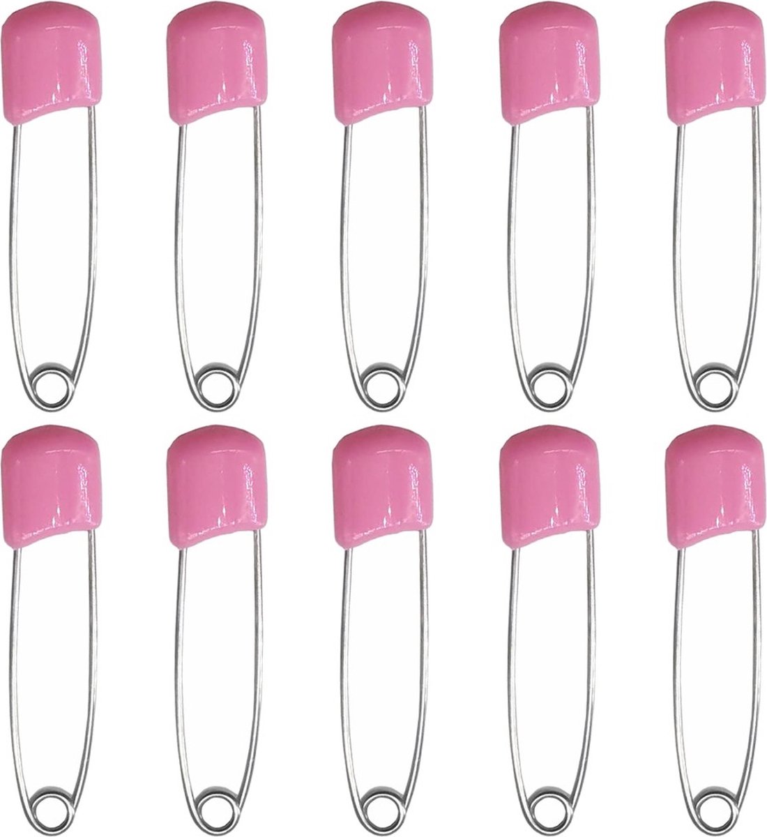   - 10 Veiligheidsspelden Met Beschermkap - Katoenen Luier   - Baby Veiligheidsspeld -   - Baby Safety Pins - 54mm - Roze - 10 Stuks