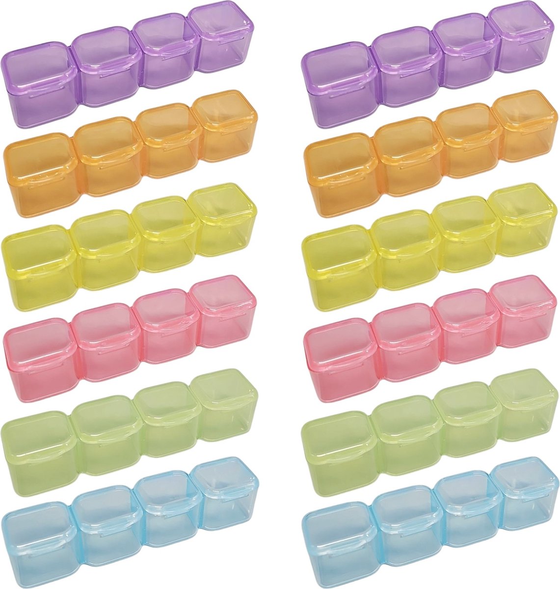 Fako Bijoux® - Diamond Painting Opbergdoosje Met 4 Bakjes - Reserve Insert Box - Sorteerdoos - 4 Vaks - Kleurenmix - 12 Stuks