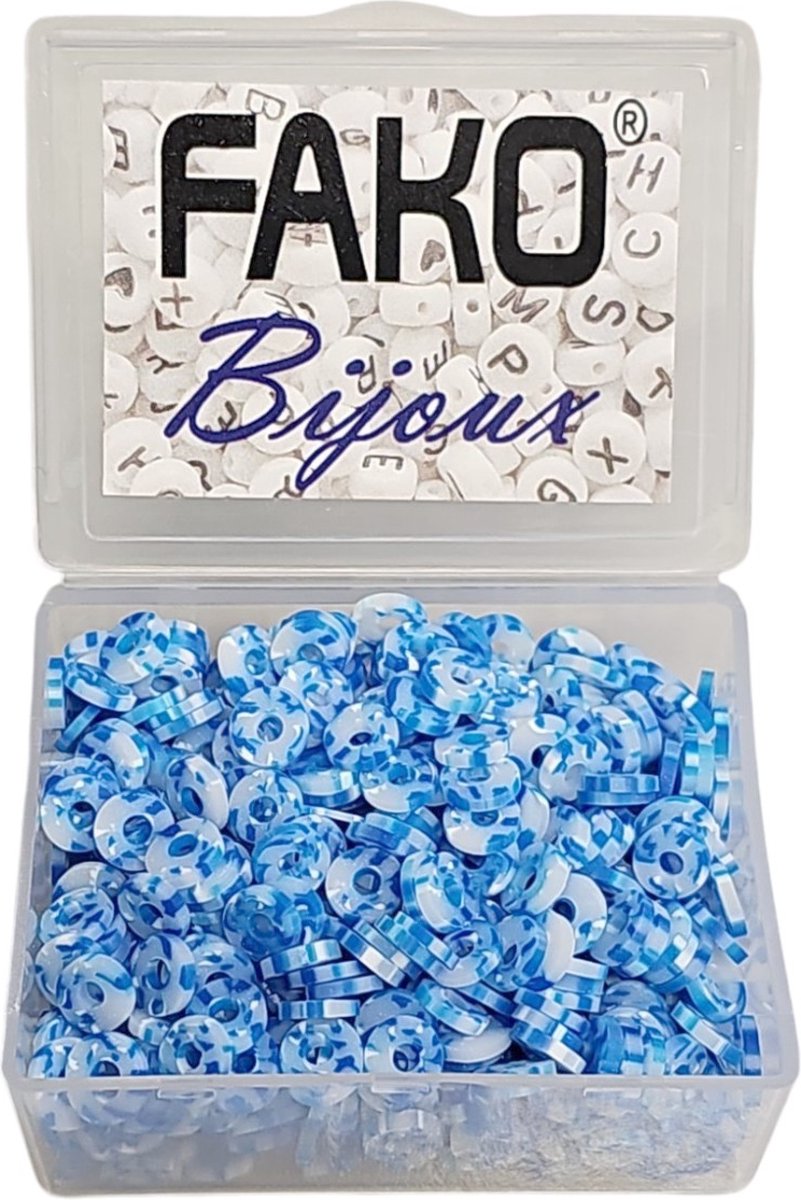 Fako Bijoux® - Katsuki Disc Kralen Box - Polymeer Kralen - Surf Kralen - Kleikralen - 6mm - 700 Stuks - Duo Blauw
