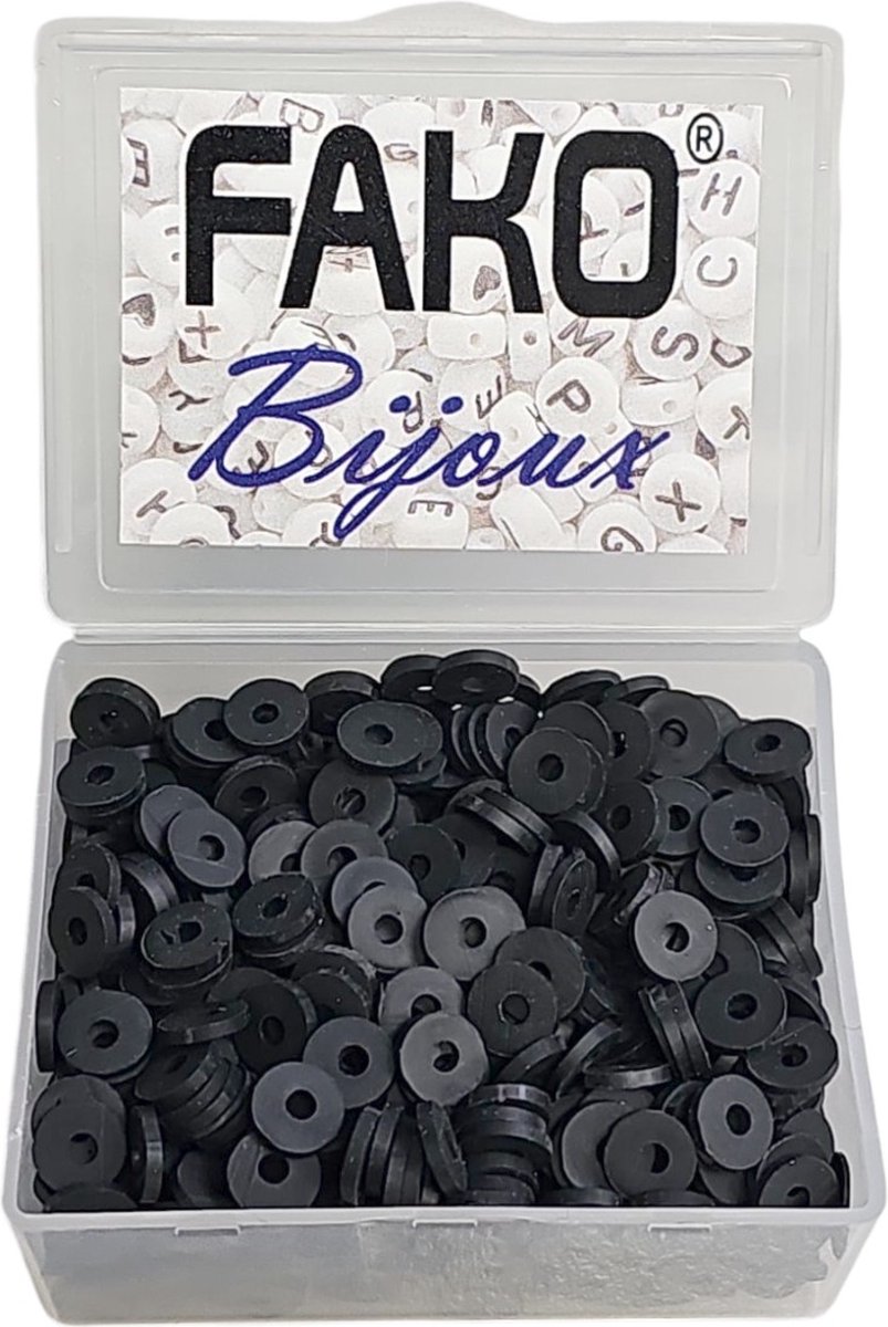 Fako Bijoux® - Katsuki Disc Kralen Box - Polymeer Kralen - Surf Kralen - Kleikralen - 6mm - 700 Stuks - Zwart