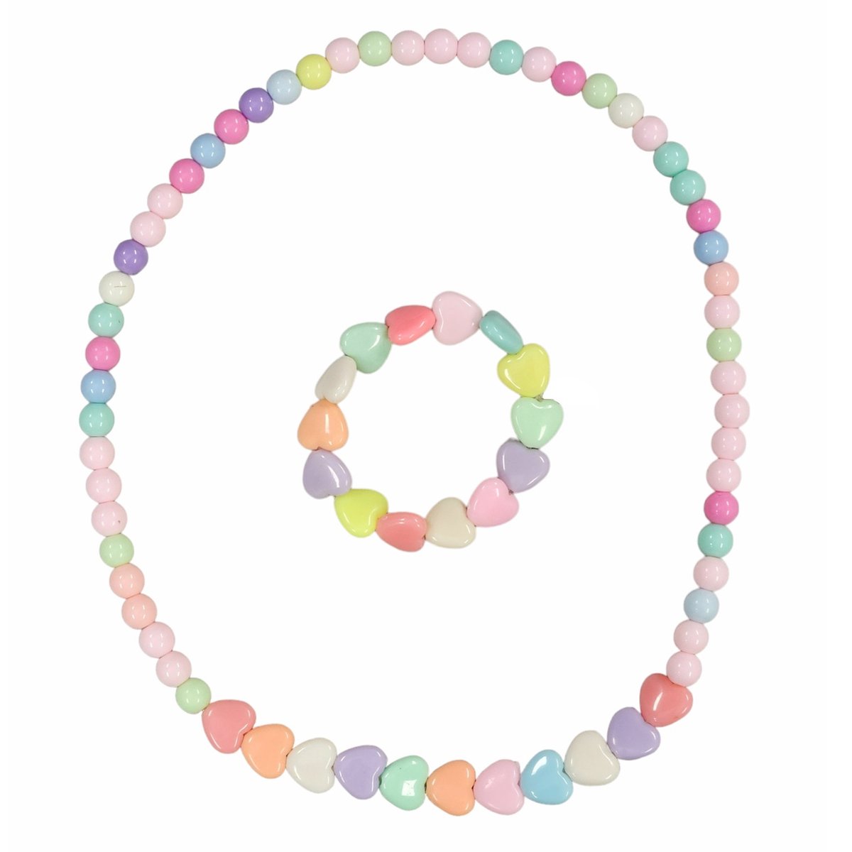 Fako Bijoux® - Kinderketting en Armband - Plastic - Hartjes