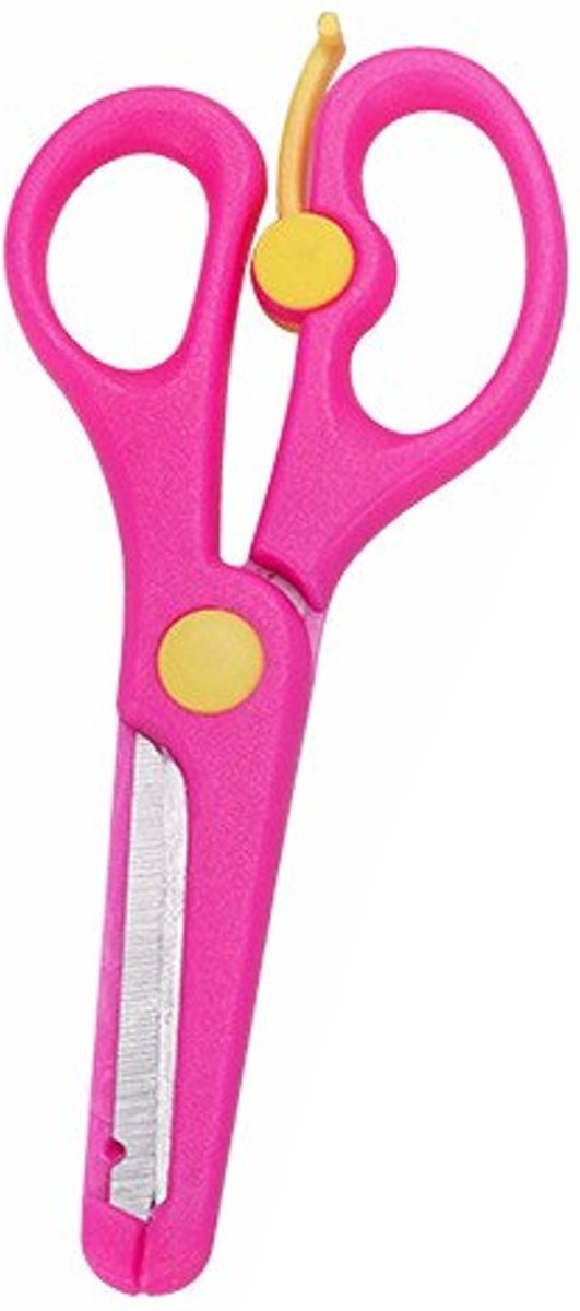   - Kinderschaar - Easy Open - Stainless Steel - Plastic Punt - 13.5cm - Fuchsia