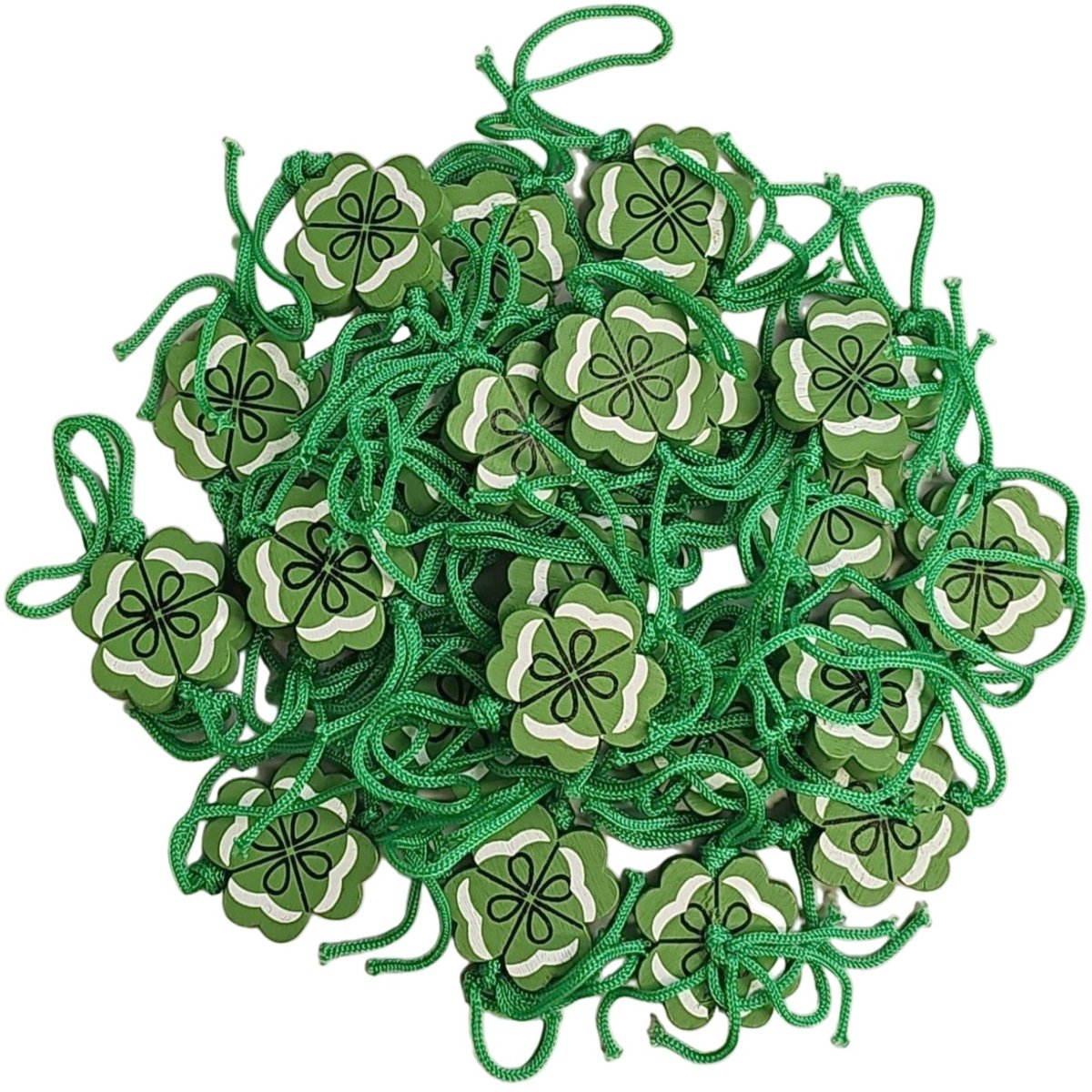 Fako Bijoux® - Klavertje Vier Geluksbrenger - Gelukspoppetjes - Gelukshanger - Hout - Groen - Dubbelzijdig - 20 Stuks