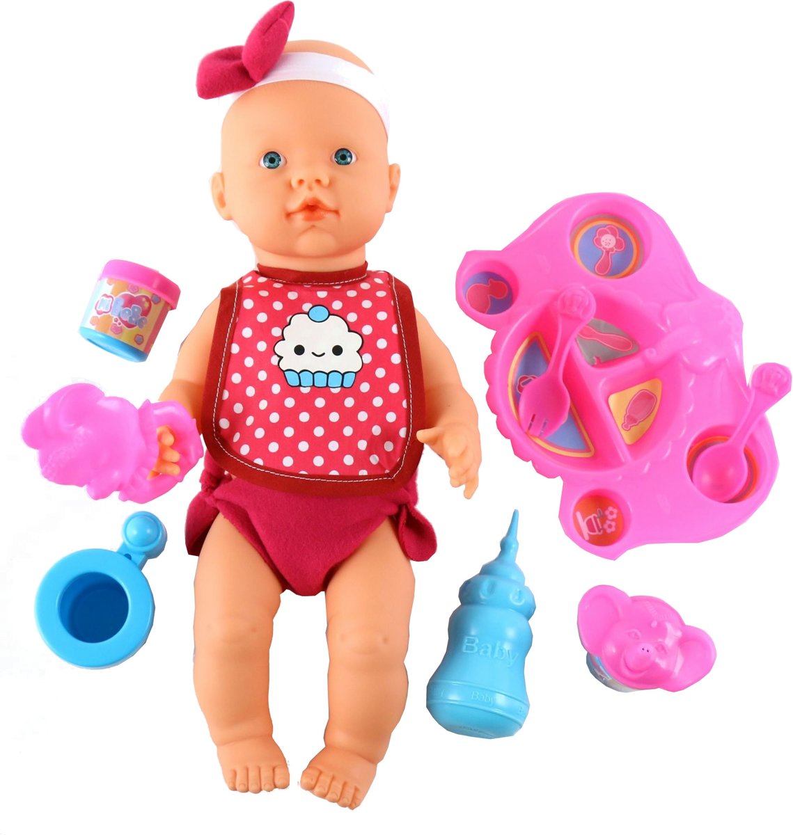   Plas- En Drinkpop Met Accessoires 40 Cm Meisjes Roze 9-delig