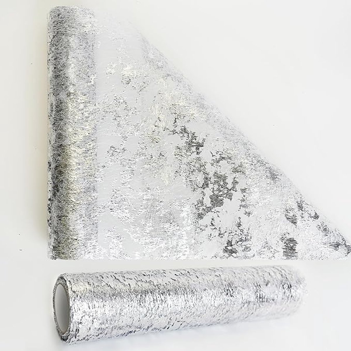 Famanu - 10 m zilver metallic tafelloper, 29 cm breed vergulde pailletten tafellopers rol tafelkleed decoraties, doe-het-zelf inpaklint voor Kerstmis verjaardagsfeestje afstuderen