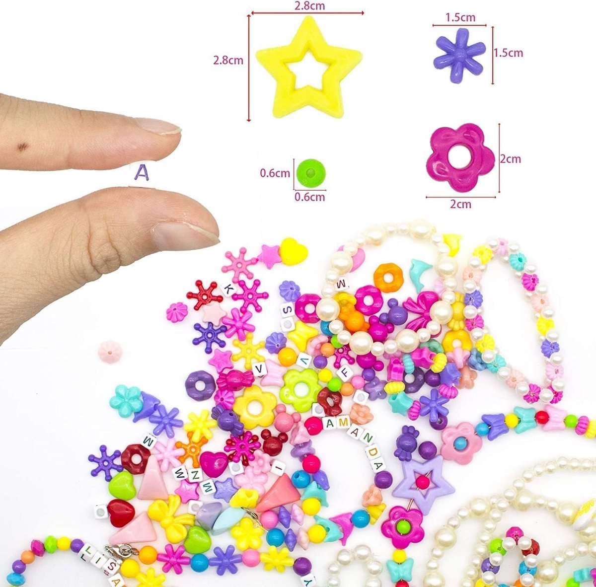 Famanu - Kralen om te rijgen, knutselset voor kinderen, sieraden, koordset, armbanden, vriendschapsarmbanden zelf maken, kinderknutselset voor meisjes en kinderen