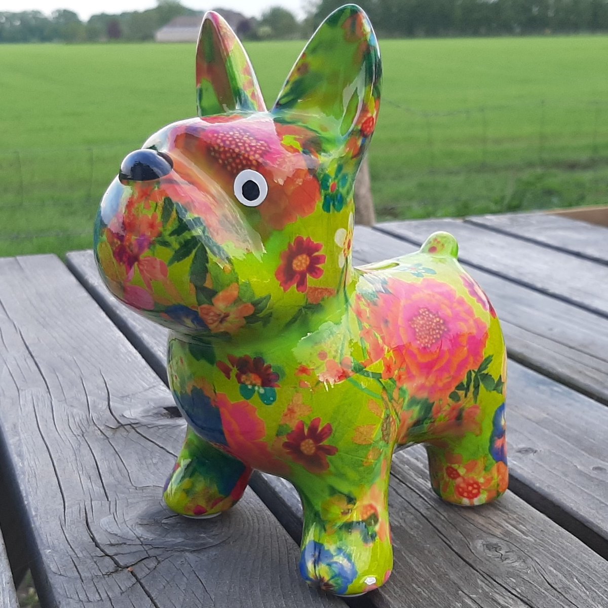 Spaarpot hond keramiek groen 17x11x20cm
