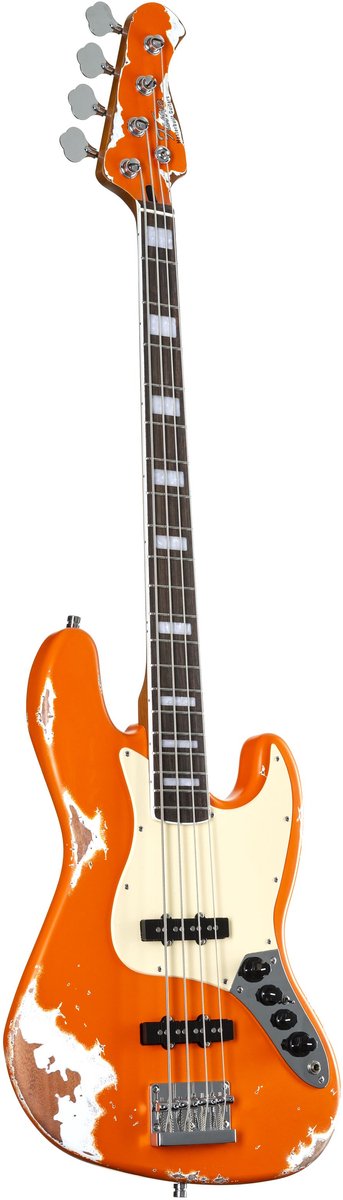 Fame Custom JB 4 Harcore Worn Capri Orange - Elektrische basgitaar