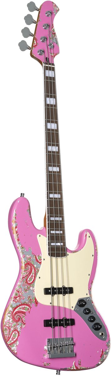 Fame Custom JB 4 Worn Shell Pink over Pink Paisley - Elektrische basgitaar