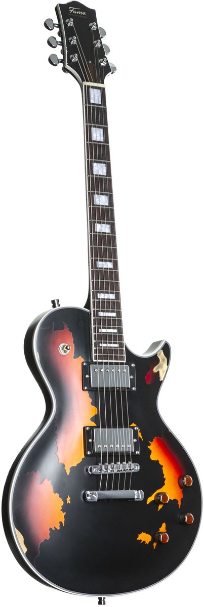 Fame Custom LP RW Worn Licorice over Sunburst - Single-cut elektrische gitaar