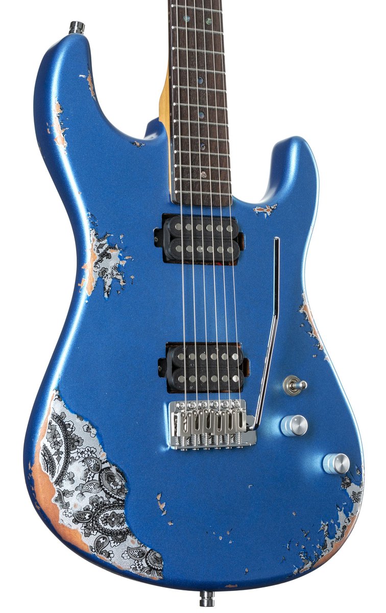 Fame Custom ST RW Worn Aqua Metallic over Paisley - ST-Style elektrische gitaar