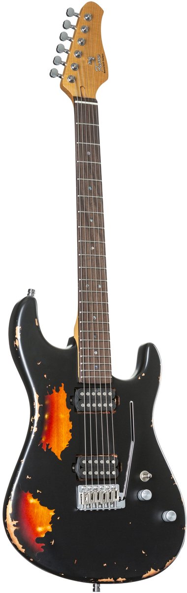 Fame Custom ST RW Worn Licorice over Sunburst - ST-Style elektrische gitaar