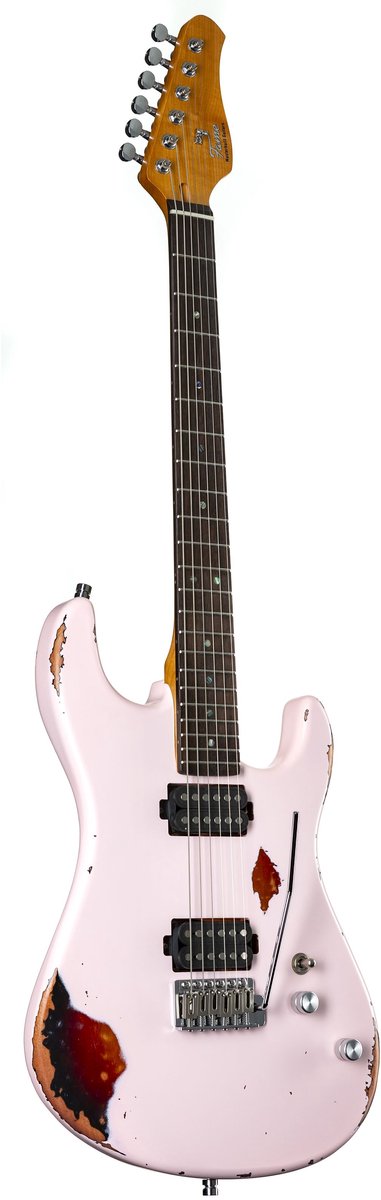 Fame Custom ST RW Worn Strawberry over Sunburst - ST-Style elektrische gitaar