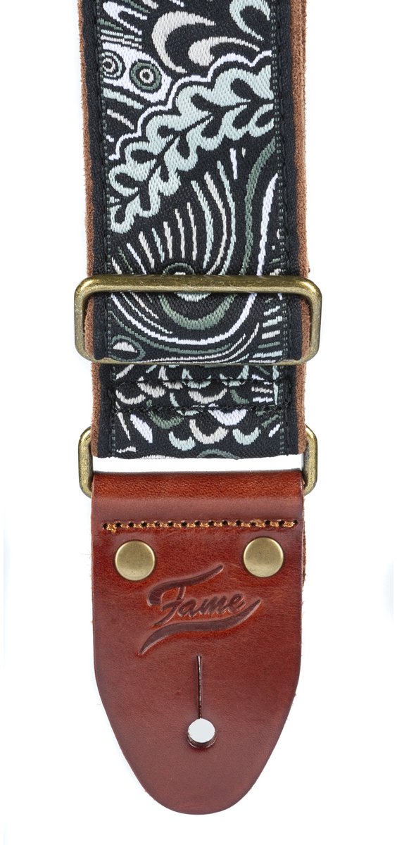 Fame Guitar Strap Psychedelic Dark Green - Gitaarband
