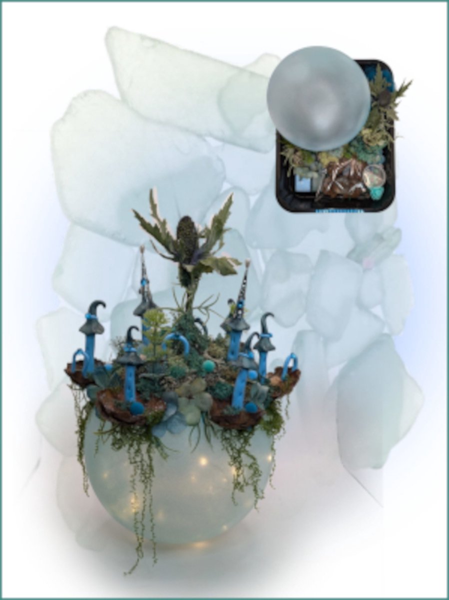 Fantasyatelier - Doe het zelf knutsel pakket - Kasteelbol - Turquoise - groot met licht