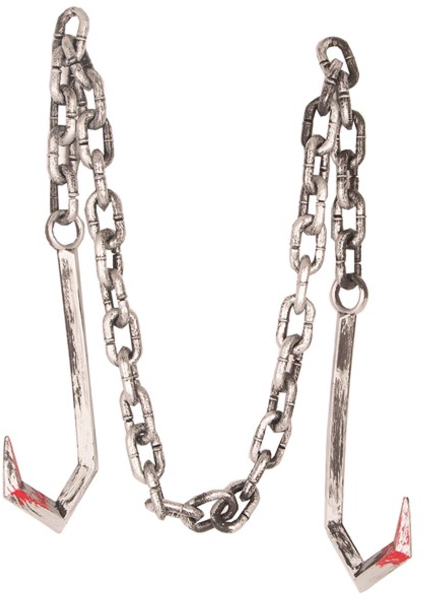 Decoratie Ketting Vleeshaken met Bloed (236cm)