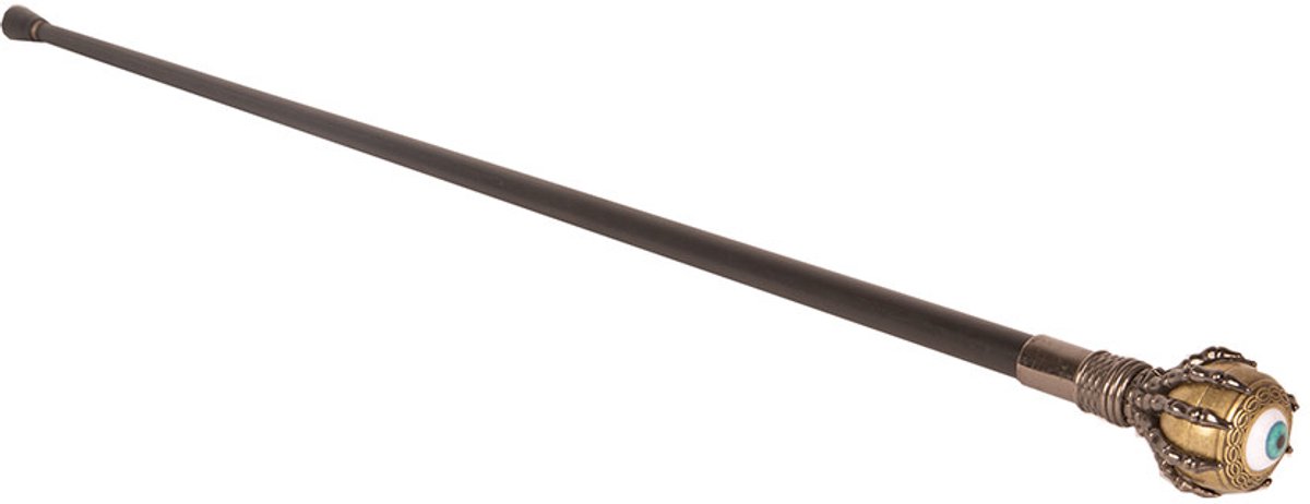 Wandelstok zwart metaal met bewegend oog