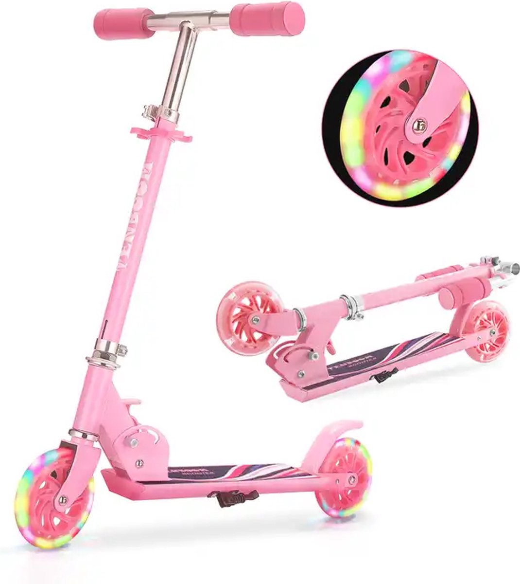 Faseras Kinderstep - Kick Step - Step voor kinderen - LED Wielen - Jongens/Meisjes - Roze