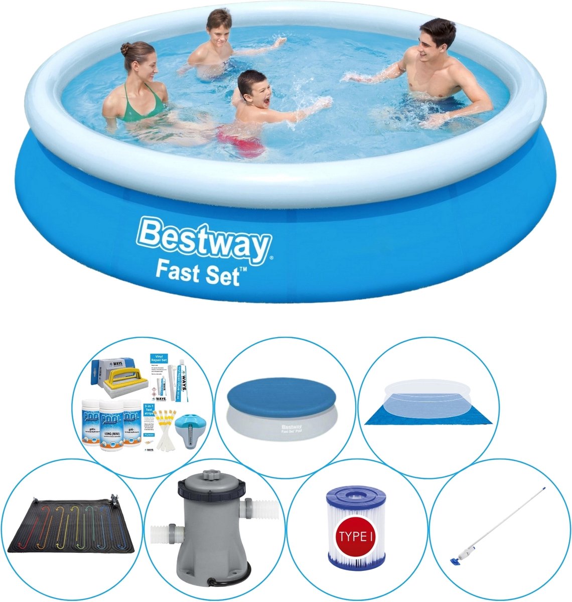 Fast Set Rond 366x76 cm - Zwembad Set