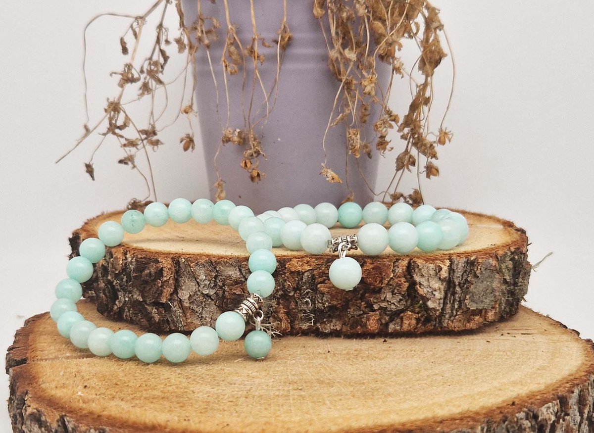 Handgemaakte Fatema natuursteen armband met natuursteen hanger 