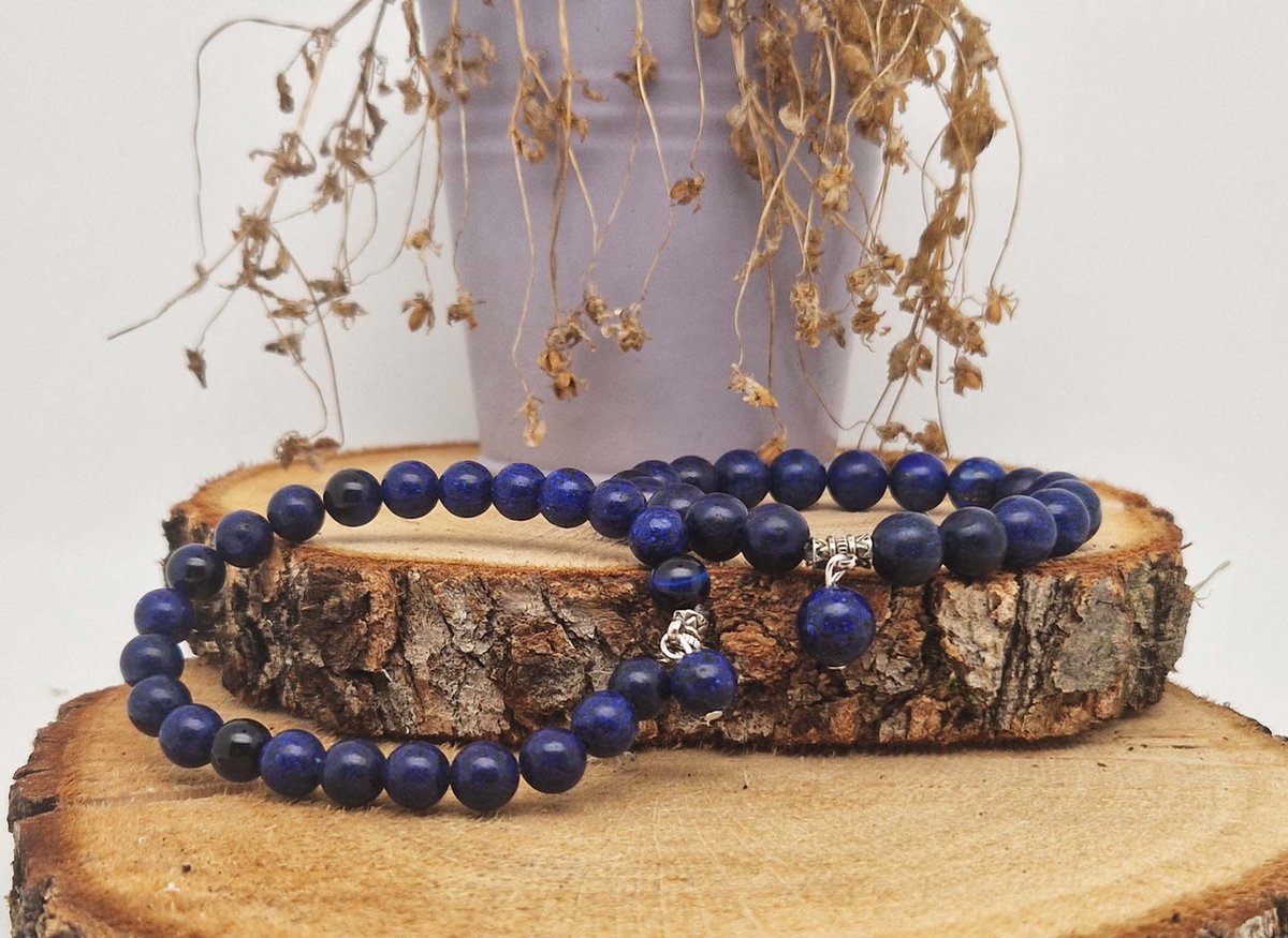 Handgemaakte Fatema natuursteen armband met natuursteen hanger 