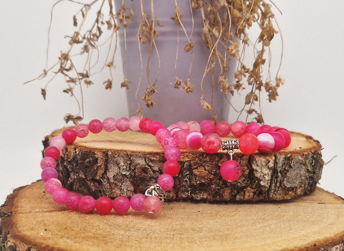 Handgemaakte Fatema natuursteen armband met natuursteen hanger 