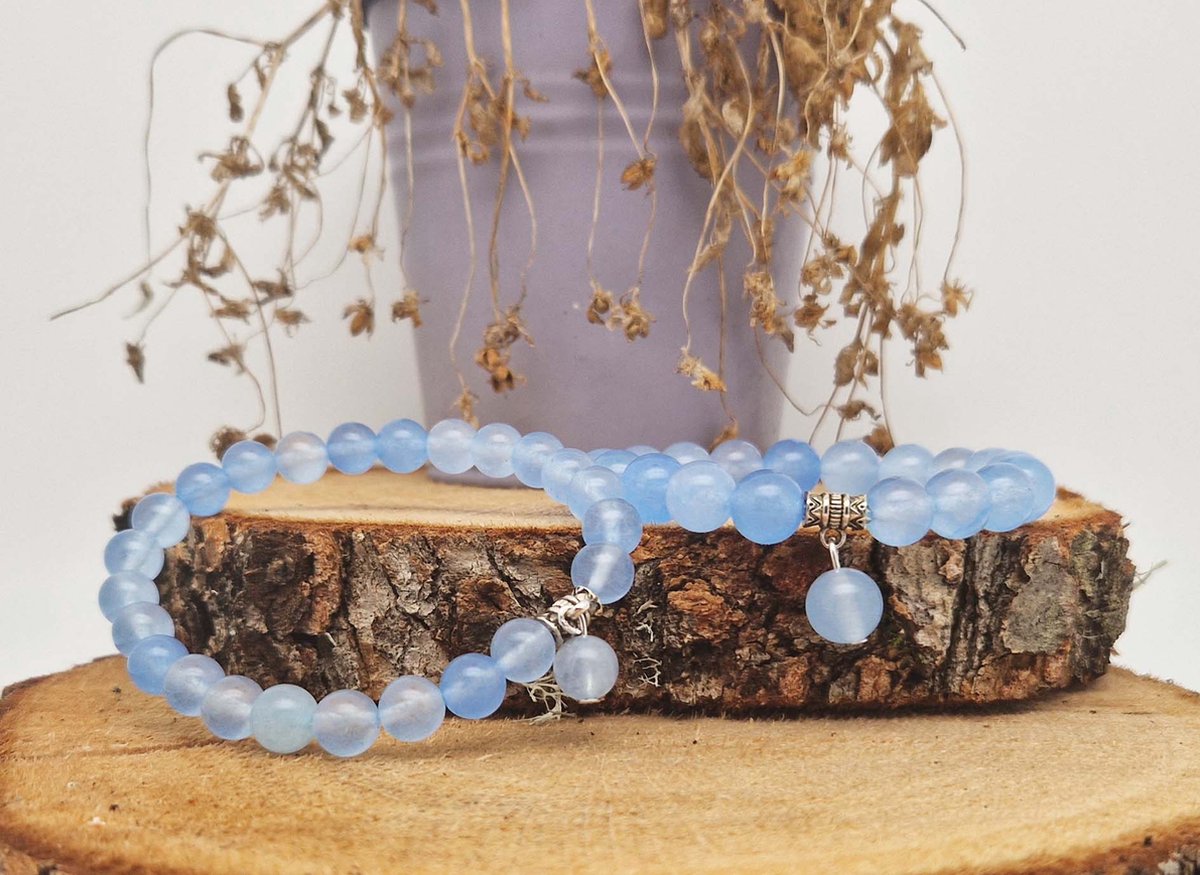 Handgemaakte Fatema natuursteen armband met natuursteen hanger 