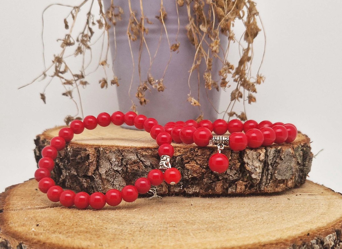 Handgemaakte Fatema natuursteen armband met natuursteen hanger 