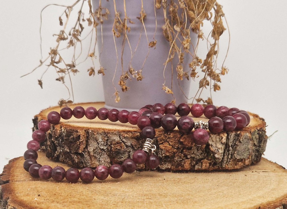 Handgemaakte Fatema natuursteen armband met natuursteen hanger 