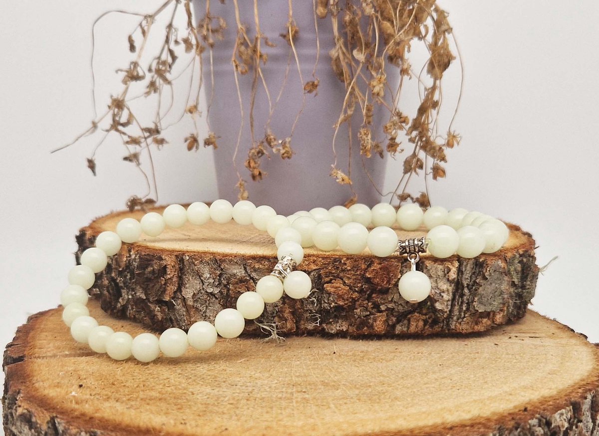 Handgemaakte Fatema natuursteen armband met natuursteen hanger 