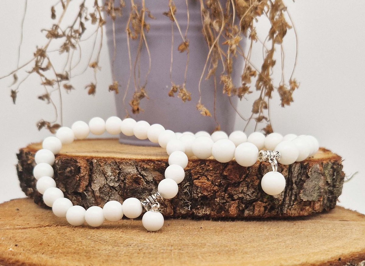 Handgemaakte Fatema natuursteen armband met natuursteen hanger 