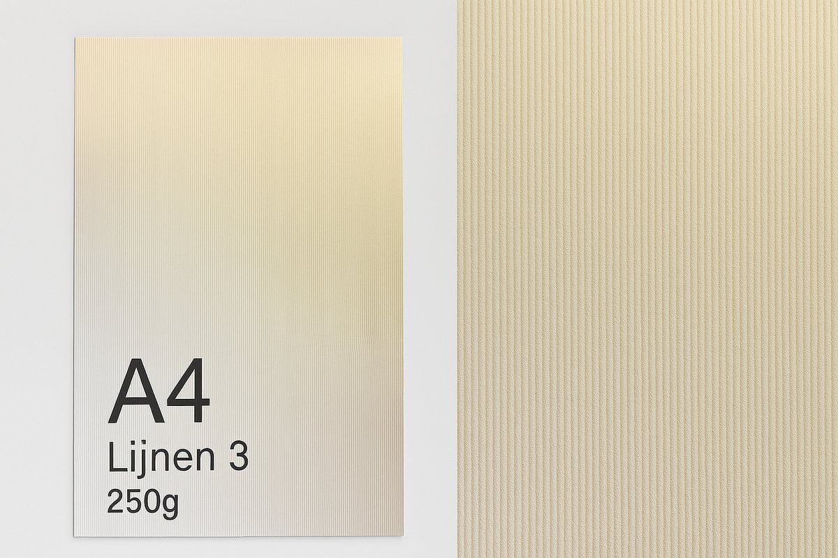 Favini® – 25 vel Lijnen 3 Persing Papier – A4 – Hoogwit – Cardstock - 250 g/m² – Enkelzijdig Geperst – Embossed Structuur – Zuurvrij Zwaar Papier