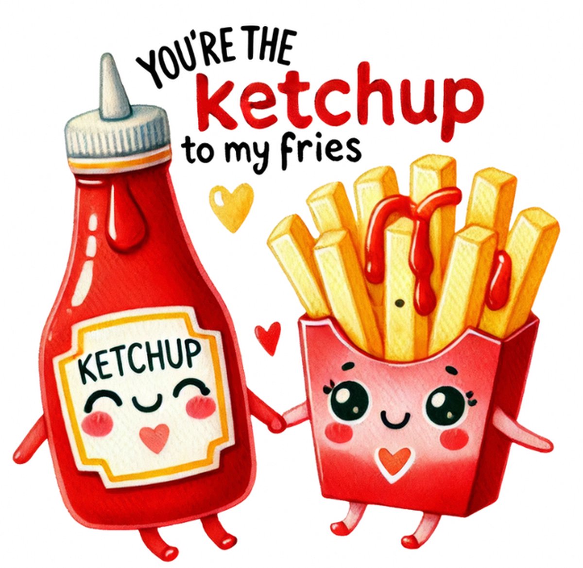 Liefde / Youre the ketchup to my fries / Strijkapplicatie - Opstrijkbaar - Iron-on Patch - textielbedrukking