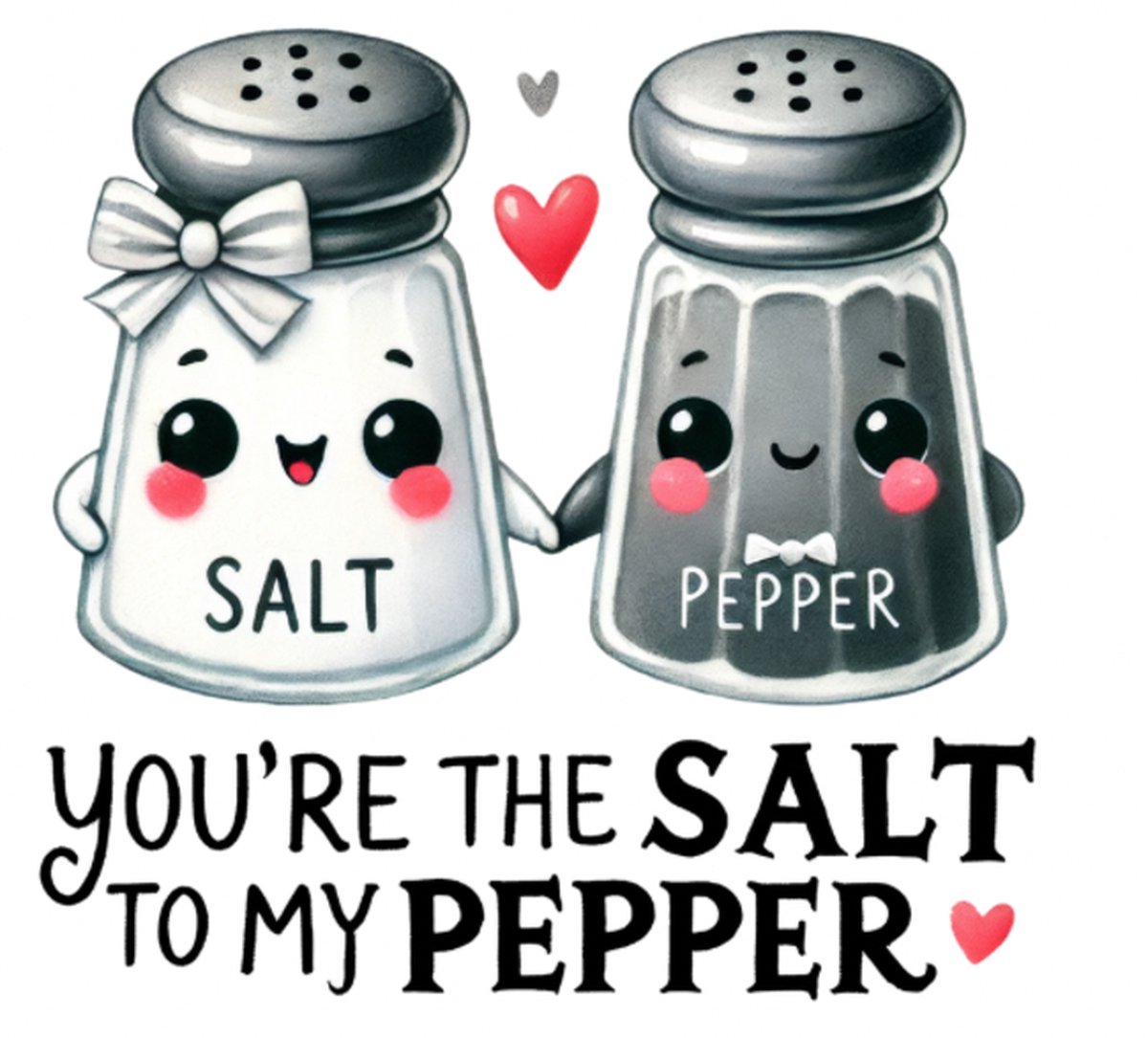 Liefde / You’re the salt to my pepper / Strijkapplicatie - Opstrijkbaar - Iron-On Patch - Textielbedrukking