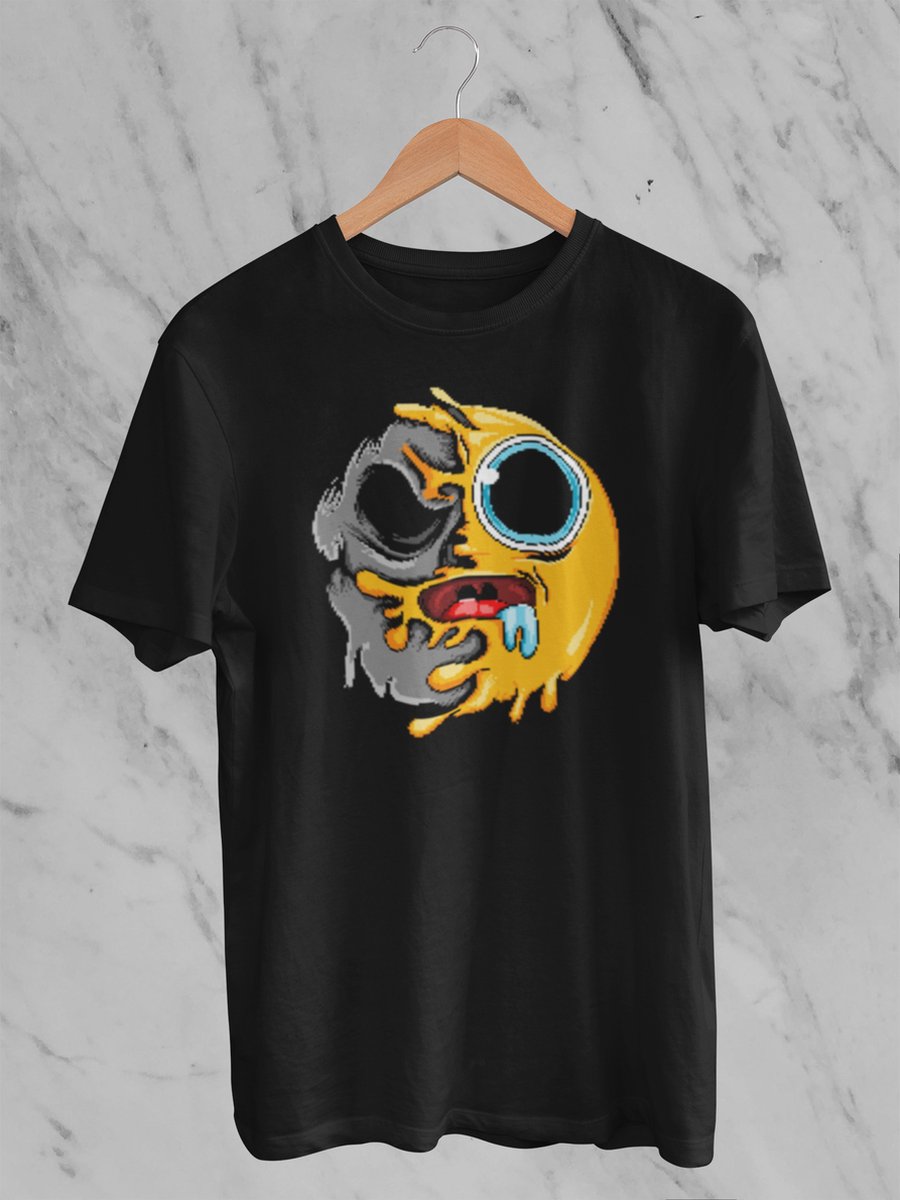 Feel Free - Halloween T-Shirt - Smiley: Kwijlend gezicht - Maat M - Kleur Zwart
