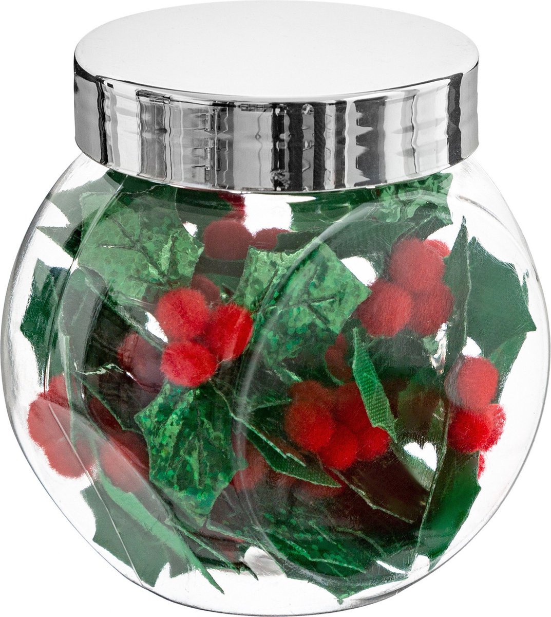 Feeric Christmas Mini hulst bladeren decoraties - 30x st- in kunststof pot - 5 cm - polyester