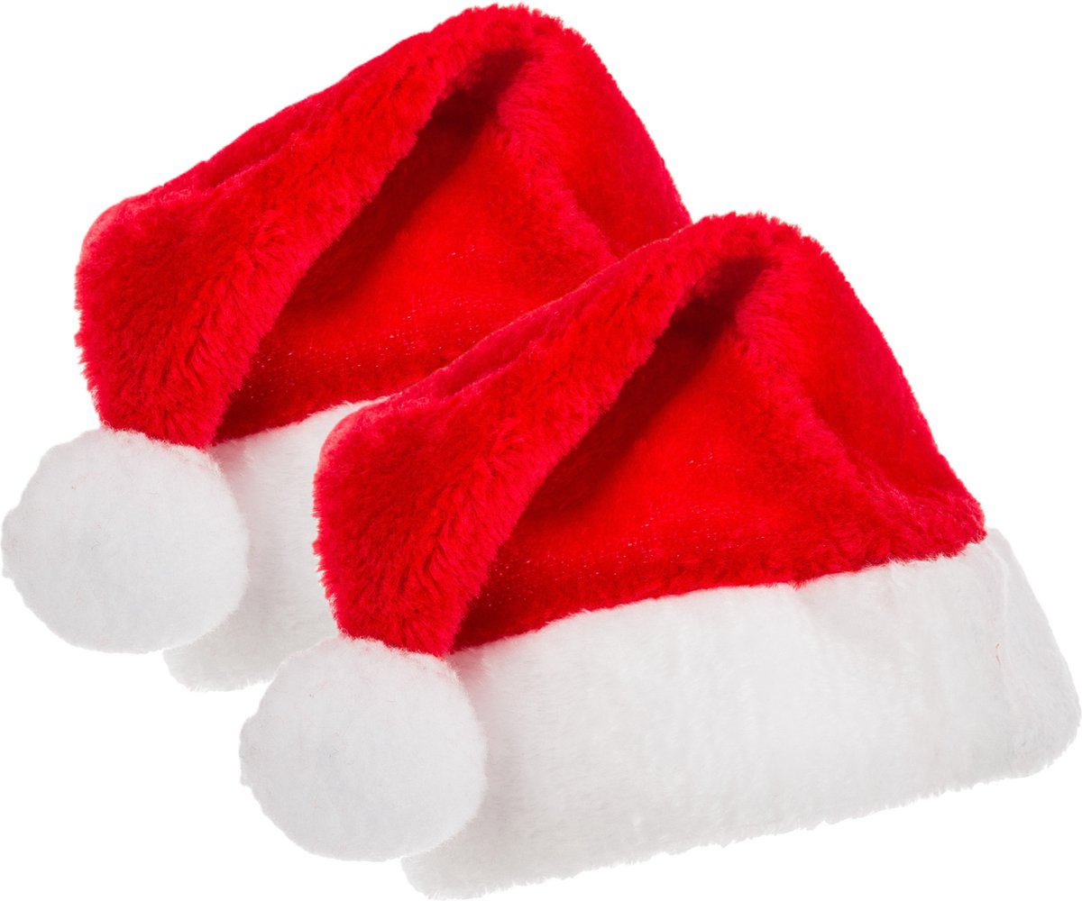 Feeric Kerstmutsen - 2x - rood - 29 x 15 x 35 cm - polyester - voor kinderen