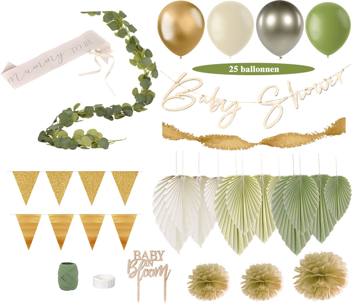 Feest zonder Fratsen - Botanical Babyshower Versiering - Jongen - Meisje - Neutraal