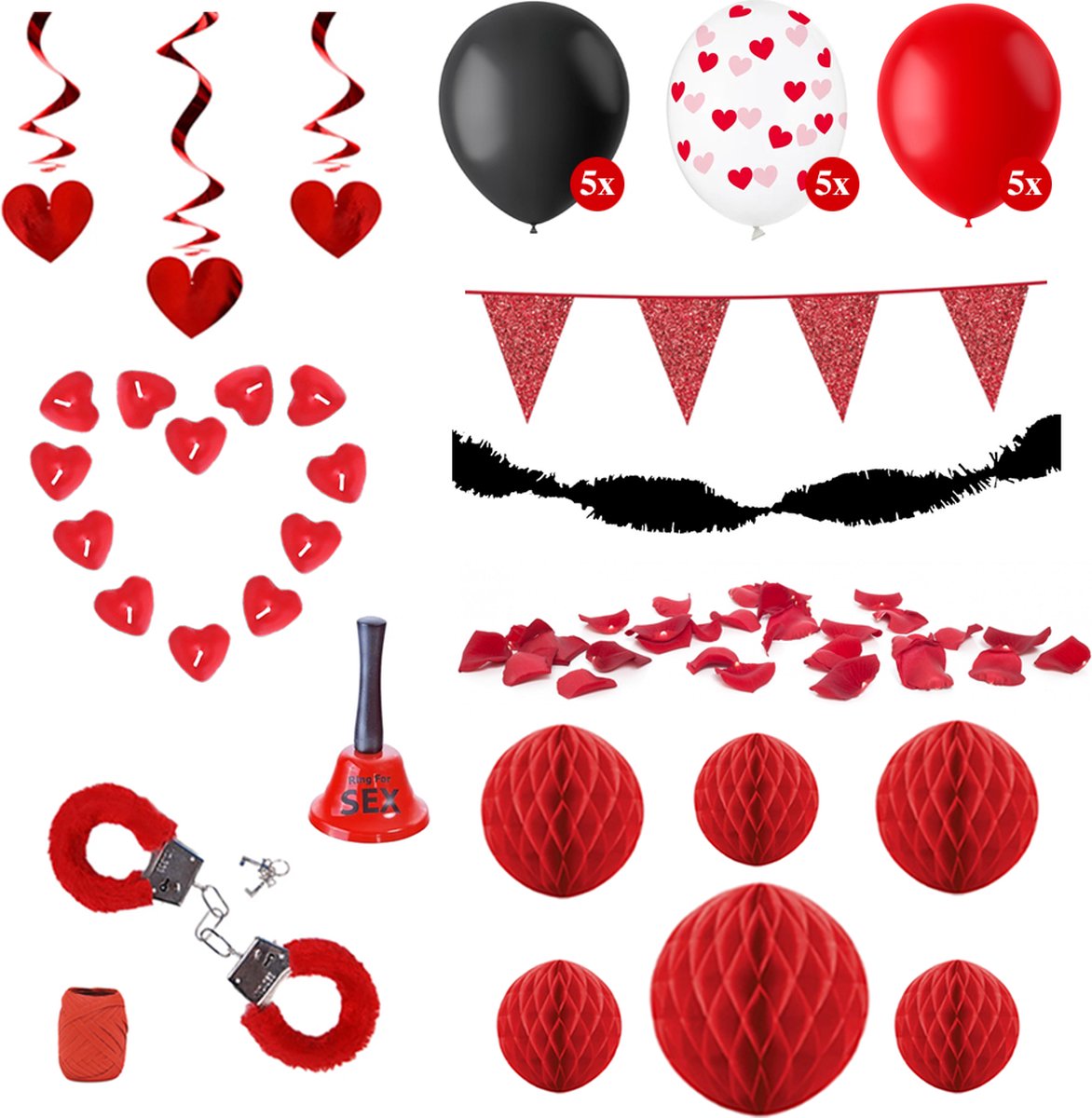 Feest zonder Fratsen - Valentijn Versiering - Spice - Rode Ballonnen - Rode Slingers