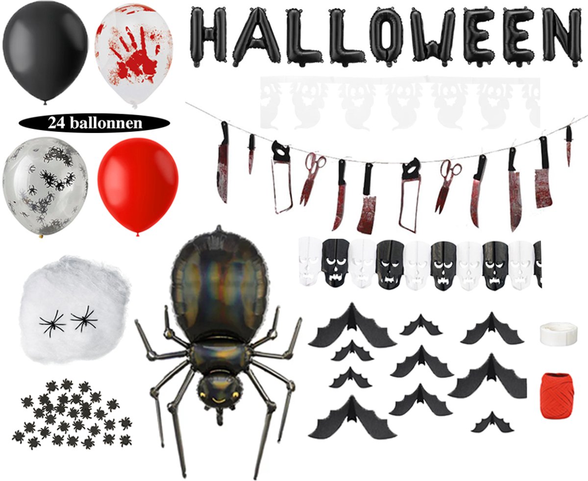 Feest zonder Fratsen - Versiering - Halloween - Vlaggenlijnen - Slingers - Halloween Versiering - Zwarte Versiering - Ballonnen - Decoratie