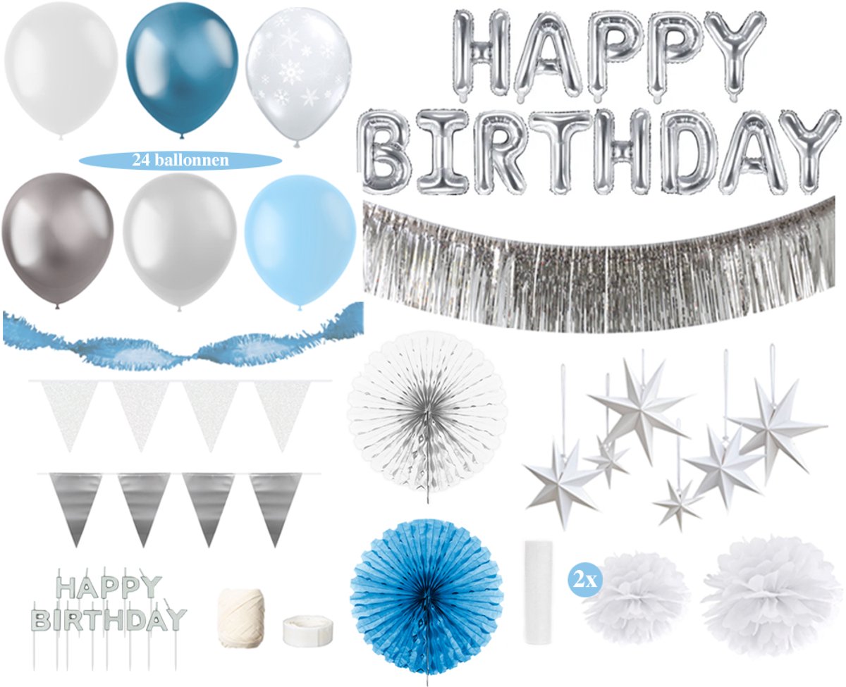 Feest zonder Fratsen - Winter Wonderland - Winter Thema Verjaardag Versiering - Frozen Feestpakket