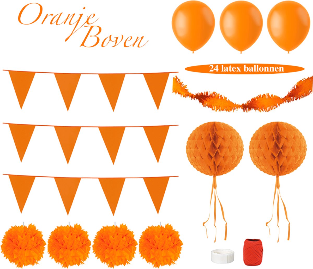 Koningsdag - Versiering - Oranje - Pakket - Feest - Feest Versiering - Slingers - Ballonnen - Tafelkleed - Ballonnenboog - Uitgebreide Set - Tafelbenodigdheden - Servetten