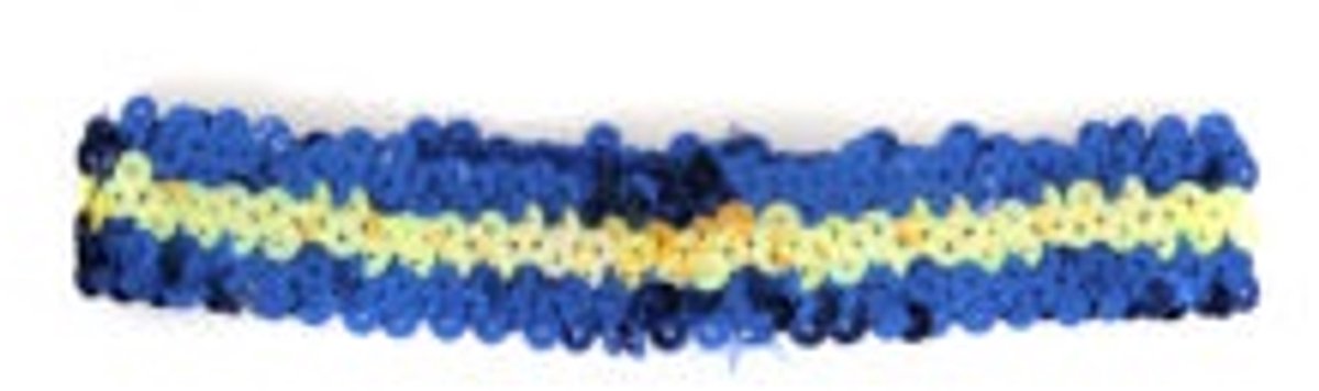 Hoofdbandje blauw geel met pailletten