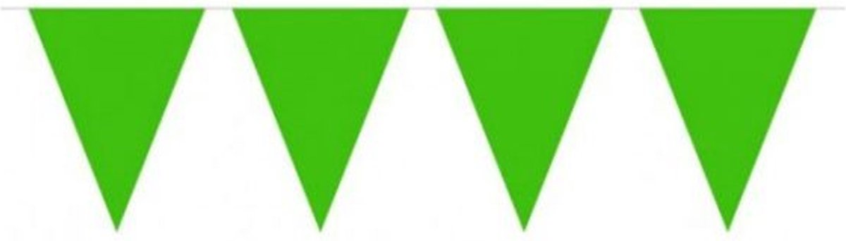Vlaggenlijn Groen vlaggelijn 10 vlaggen ca 10 meter lang 29 cm hoog en 20 cm lang - Groen vlaggelijn
